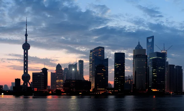 Shanghai Morgensilhouette — Stockfoto