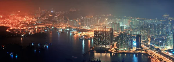 Hong Kong notte aerea — Foto Stock