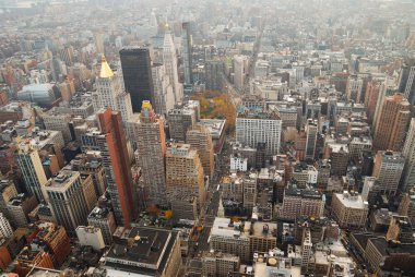 New York'un manhattan skyline havadan görünümü