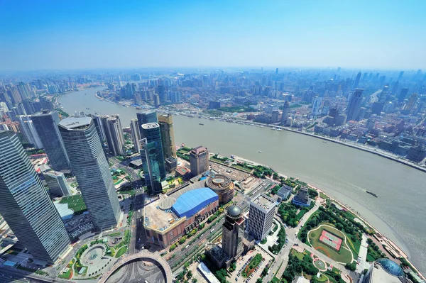 Shanghai luchtfoto in de dag — Stockfoto
