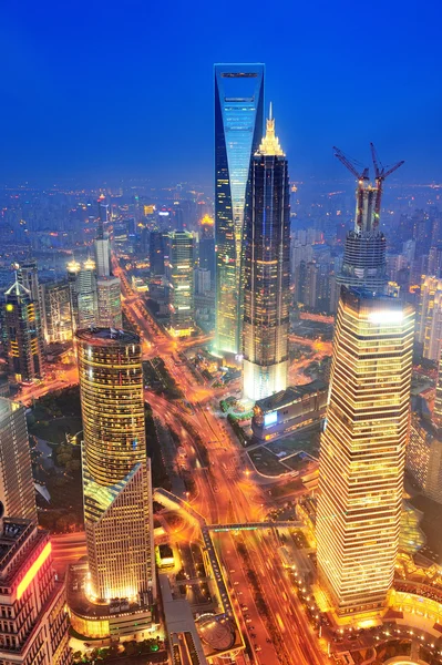 stock image Shanghai aerial at dusk