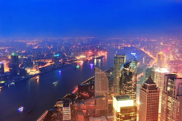 Shanghai aerial at dusk — Stock Photo, Image