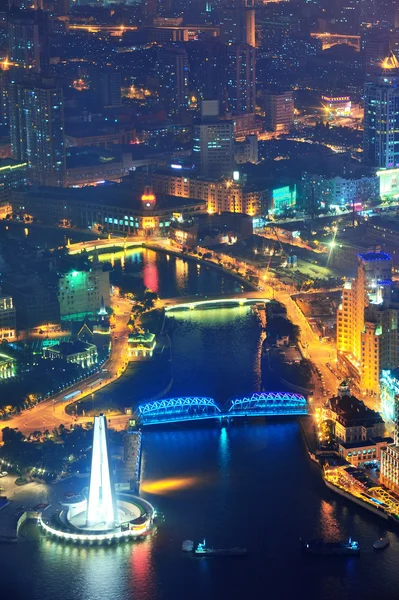 Shanghai aerial at dusk — Stock Photo, Image