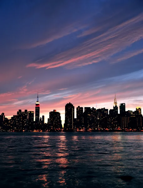 New Yorkban manhattan naplemente panoráma — Stock Fotó