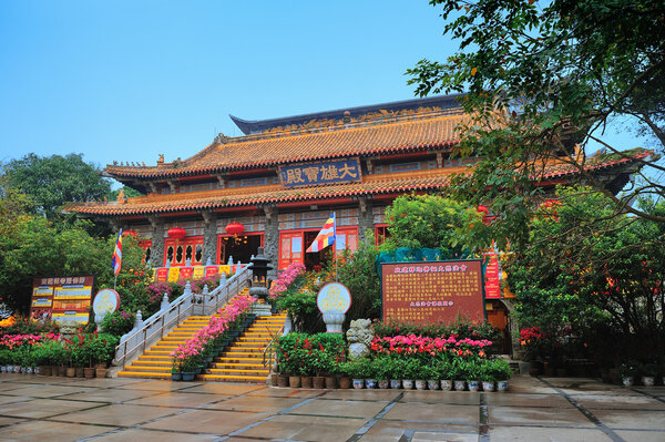 Chinese temple exterior in Hong Kong.