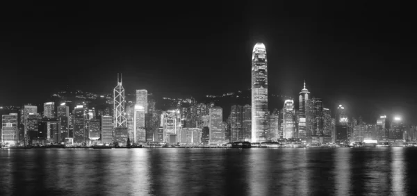 Hong Kong panoráma, fekete-fehér — Stock Fotó