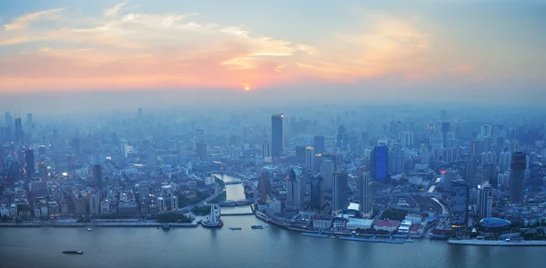 Šanghaj antény při západu slunce — Stock fotografie