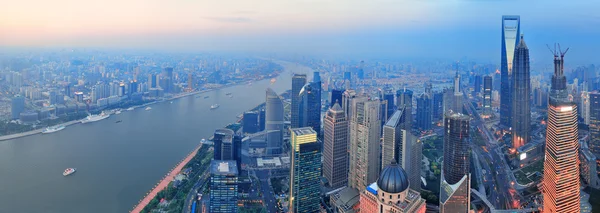 Shanghai luchtfoto bij zonsondergang — Stockfoto