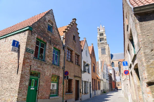 旧城和圣救世主大教堂在比利时的布鲁日 — 图库照片