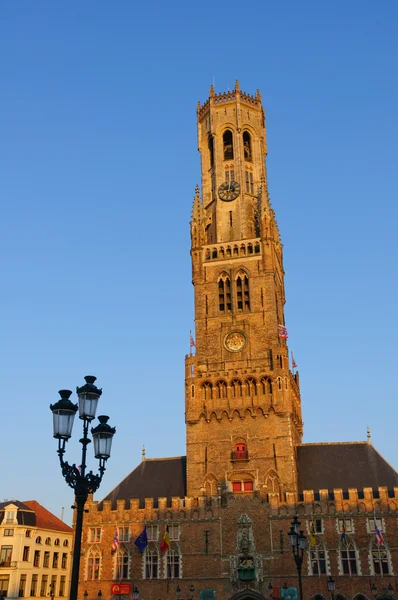 Campanile a Bruges la sera — Foto Stock