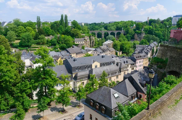 stock image Old town and arch railway bridge in the City of Luxembourg