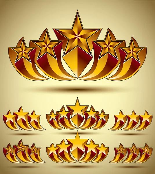 Fem stjärnor i klassisk stilikoner anger五个星星经典样式图标设置. — Stock vektor