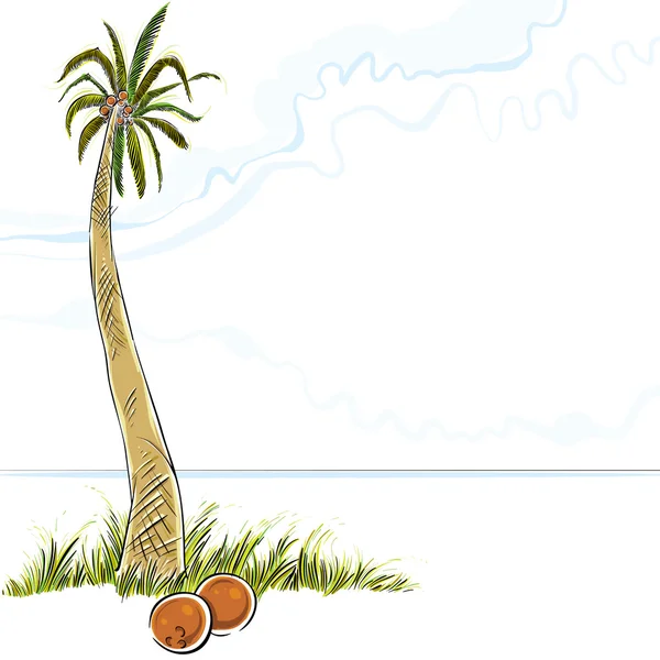 Иллюстрация пальмы на острове, вектор . — стоковый вектор
