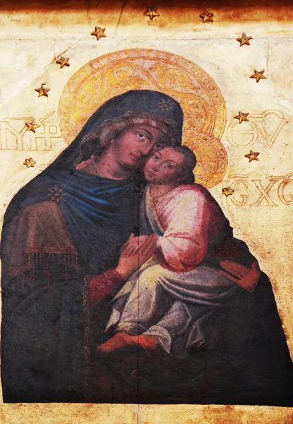 Bakire Meryem, İsa'nın ve meleklerin Lviv mucizevi simgesi, — Stok fotoğraf