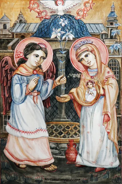 Икона Благовещения Пресвятой Девы Марии — стоковое фото