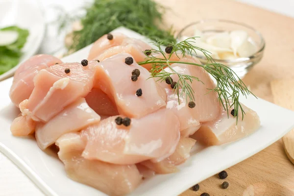 Preparation of raw chicken breast — Stock Photo, Image