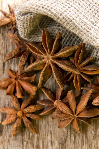 Stars anise on the wood — Stock Photo, Image
