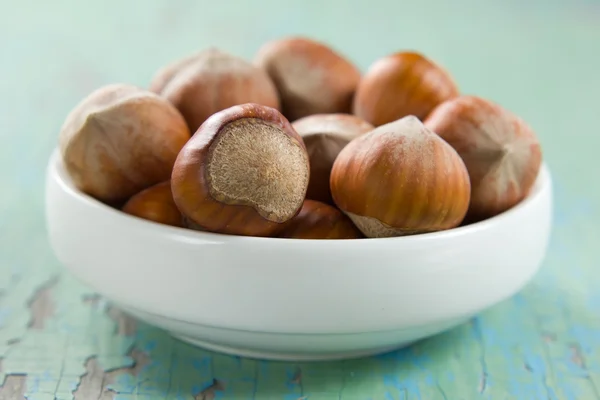 stock image Hazelnuts (filbert) on the vintage wooden surface