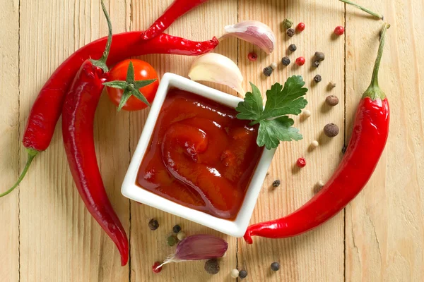 Salsa picante roja — Foto de Stock
