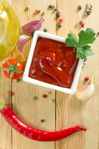 Salsa de chile rojo picante —  Fotos de Stock