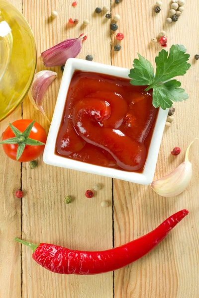 Salsa de chile rojo picante — Foto de Stock