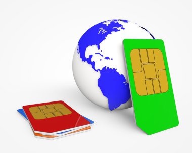 SIM card .Global Communications clipart