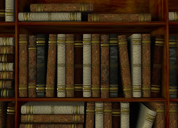 Bookshelf in library — Stock Photo, Image