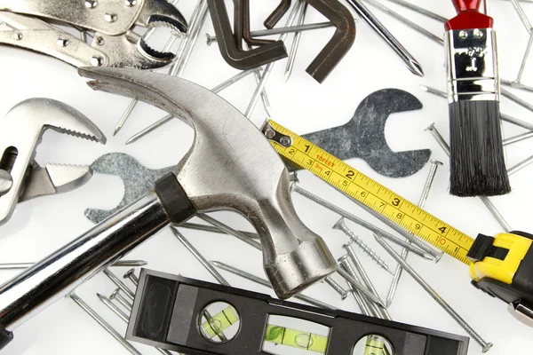 stock image Assorted work tools on plain background