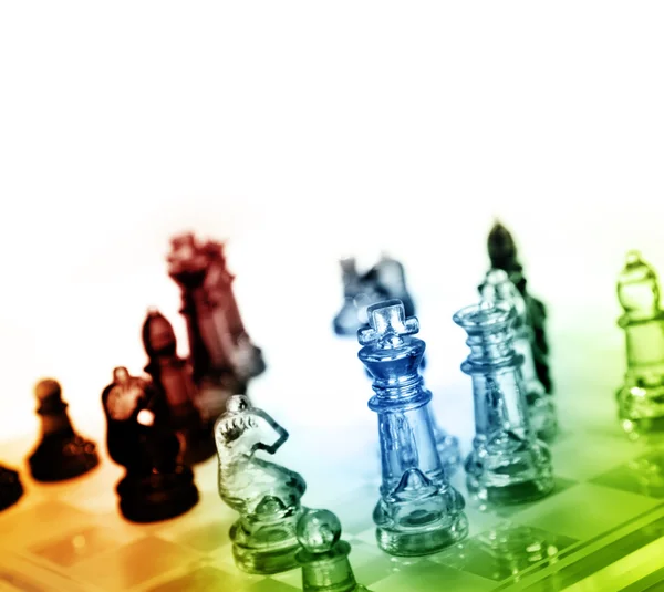 Jogo de peças de xadrez vidro — Fotografia de Stock