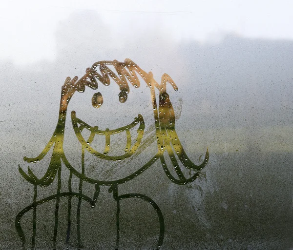 Face in condensation — Stock Photo, Image