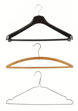 Coat hangers on plain background clipart