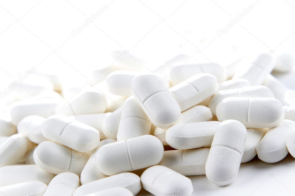 Pile of pills, copy space top