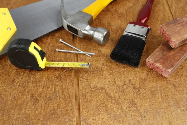Work tools on wood — Stock Photo, Image