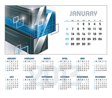 2013 takvim. Ocak.