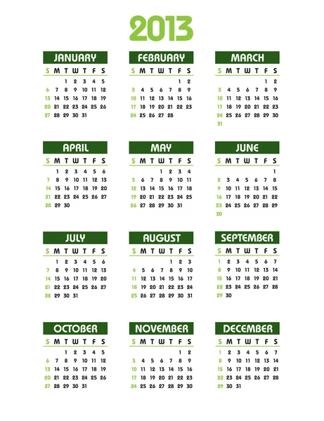 2013 年カレンダー。eps10 をベクトルします。. — ストックベクタ