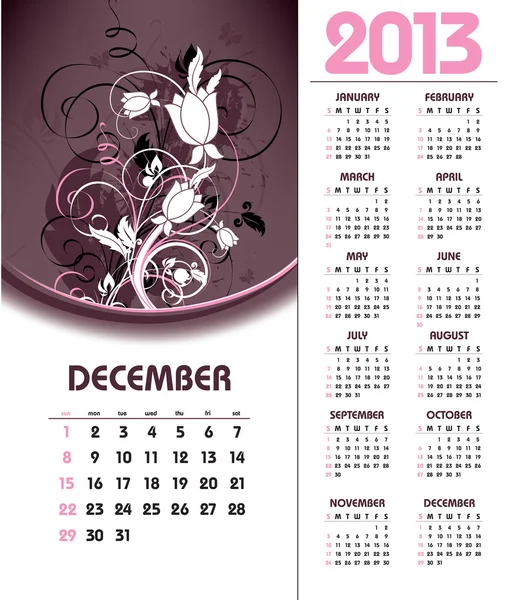 Calendário de 2013. Dezembro . —  Vetores de Stock