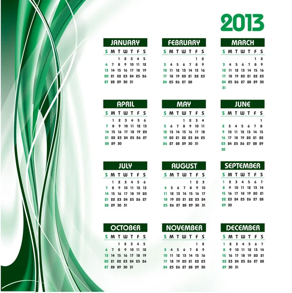 Calendario 2013. Eps10 vettoriale . — Vettoriale Stock