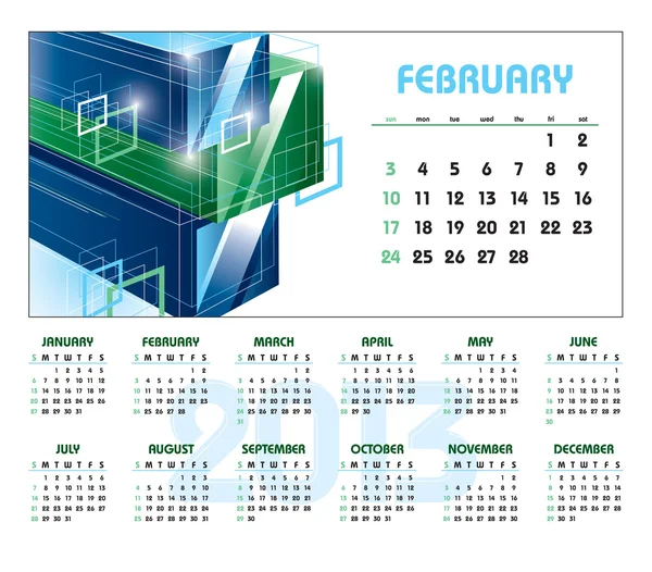 Calendario 2013. Febrero . — Vector de stock