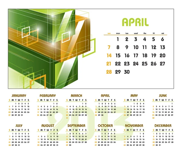 Calendario 2013. Abril . — Vector de stock