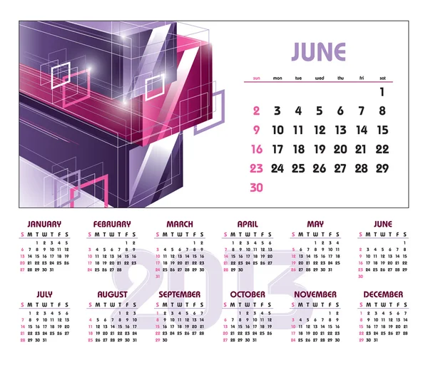 2013-kalendern. juni. — Stock vektor