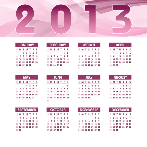 2013 年カレンダー。eps10 をベクトルします。. — ストックベクタ