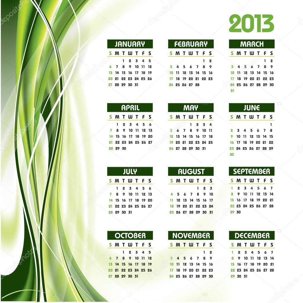 2013 Calendar. Vector Eps10.