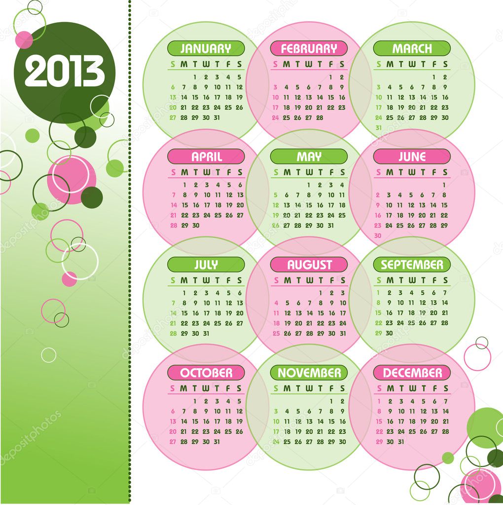 2013 Calendar. Vector Eps10. Stock Vector by ©marinakoven 11992736