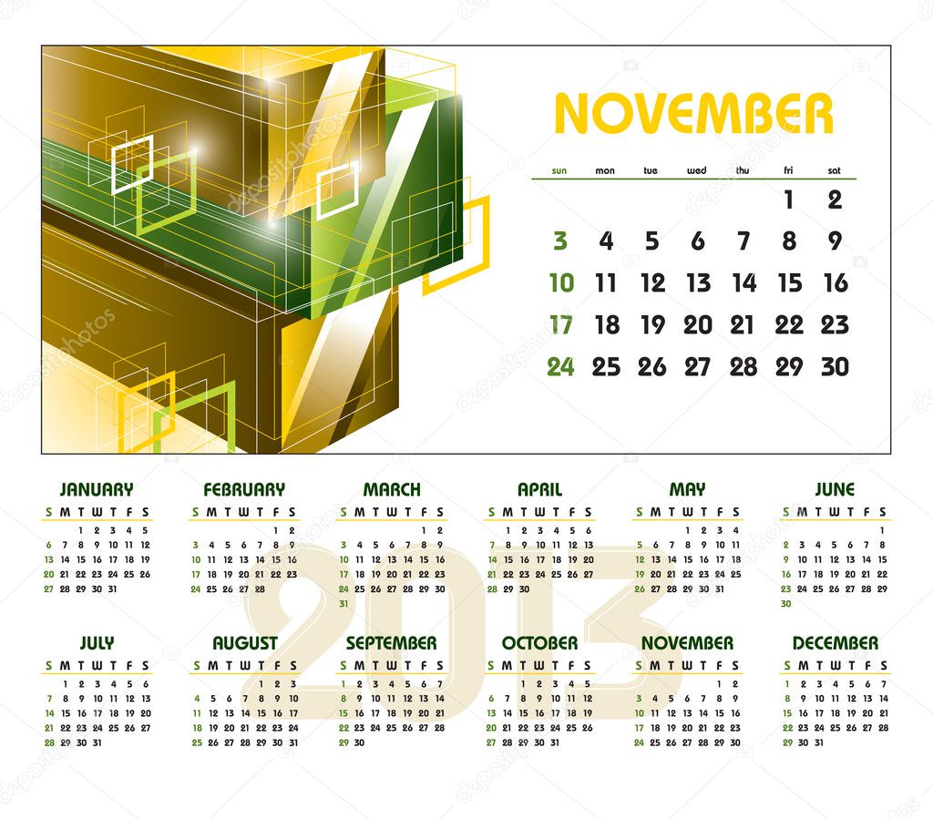 2013 Calendar. November.