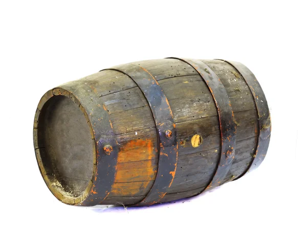 Viejo barril de madera en un fondo blanco — Foto de Stock