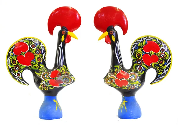 Barcelos 公鸡的传统葡萄牙小雕像 免版税图库图片