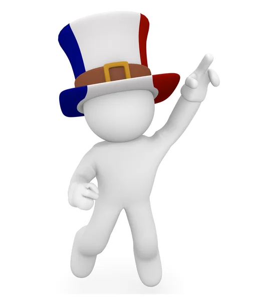 French fan jumping high, 3d image — Stock Photo, Image