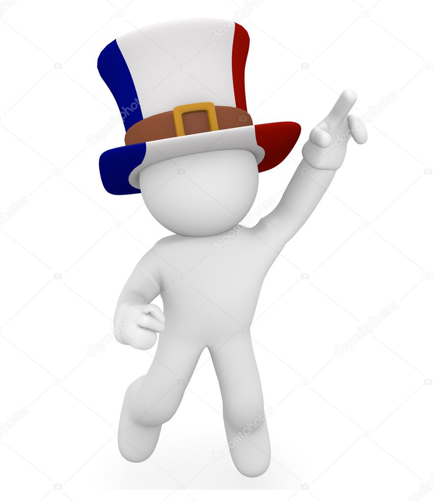 French fan jumping high, 3d image