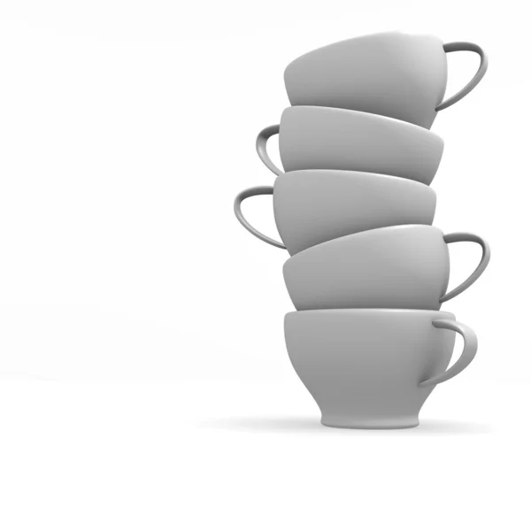 Tasses à café empilées blanches — Photo