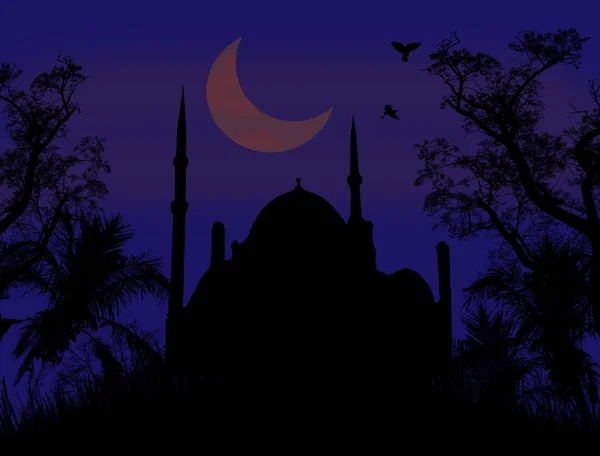 モスクとラマダンの月 — ストックベクタ
